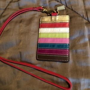 Coach leather lanyard & ID holder